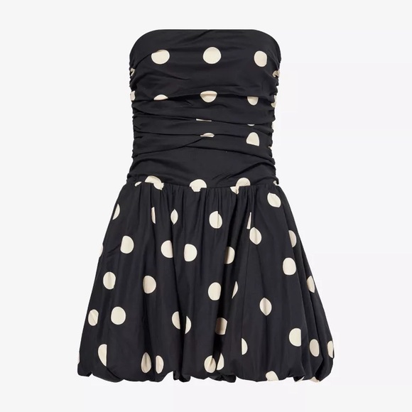 Reformation Dresses & Skirts - Reformation Black Strapless Dress with Cream Polka Dots